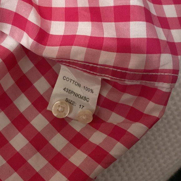 Pink and white plaid long sleeve button down shirt - Picture 6 of 7